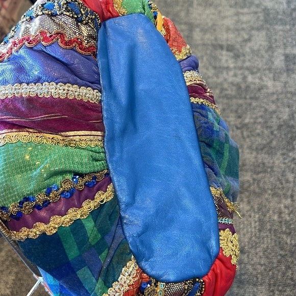 Rita Diana for Mylinka colorful leather sequin vintage scrunch purse bucket boho - Picture 5 of 16